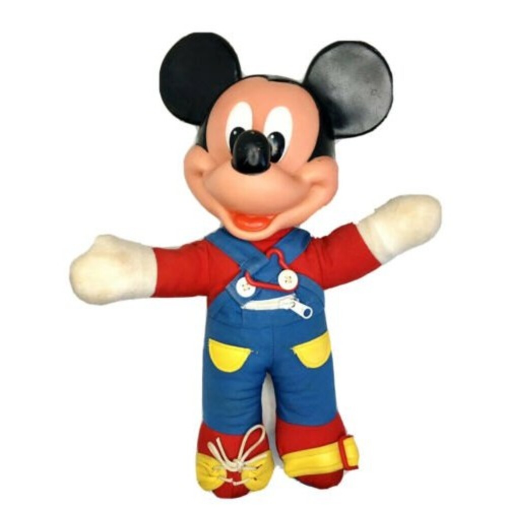 VTG 1980s Mickey Mouse Learn to Dress Me Doll Mattel Button Zipper​ Shoe Tie